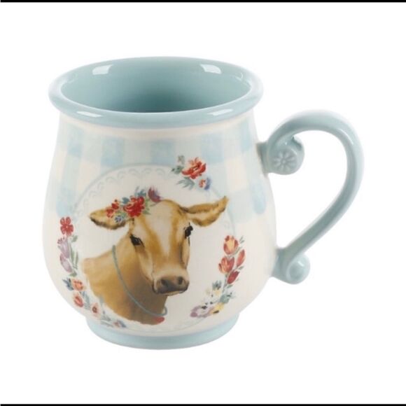 The Pioneer Woman set of 4 - 16 ounce Gingham latte Mugs -Cow- Chicken -Hat Boot - Picture 4 of 6